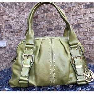 Michael Kors green bag with side pockets